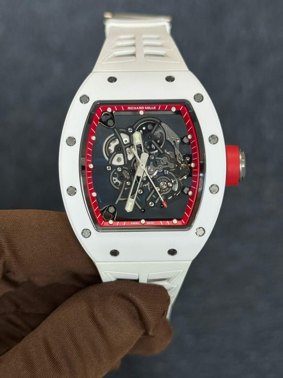 Super Customization:Richarmd Mille RM055 White Ceramic China Red 🇨🇳 Special Edition
