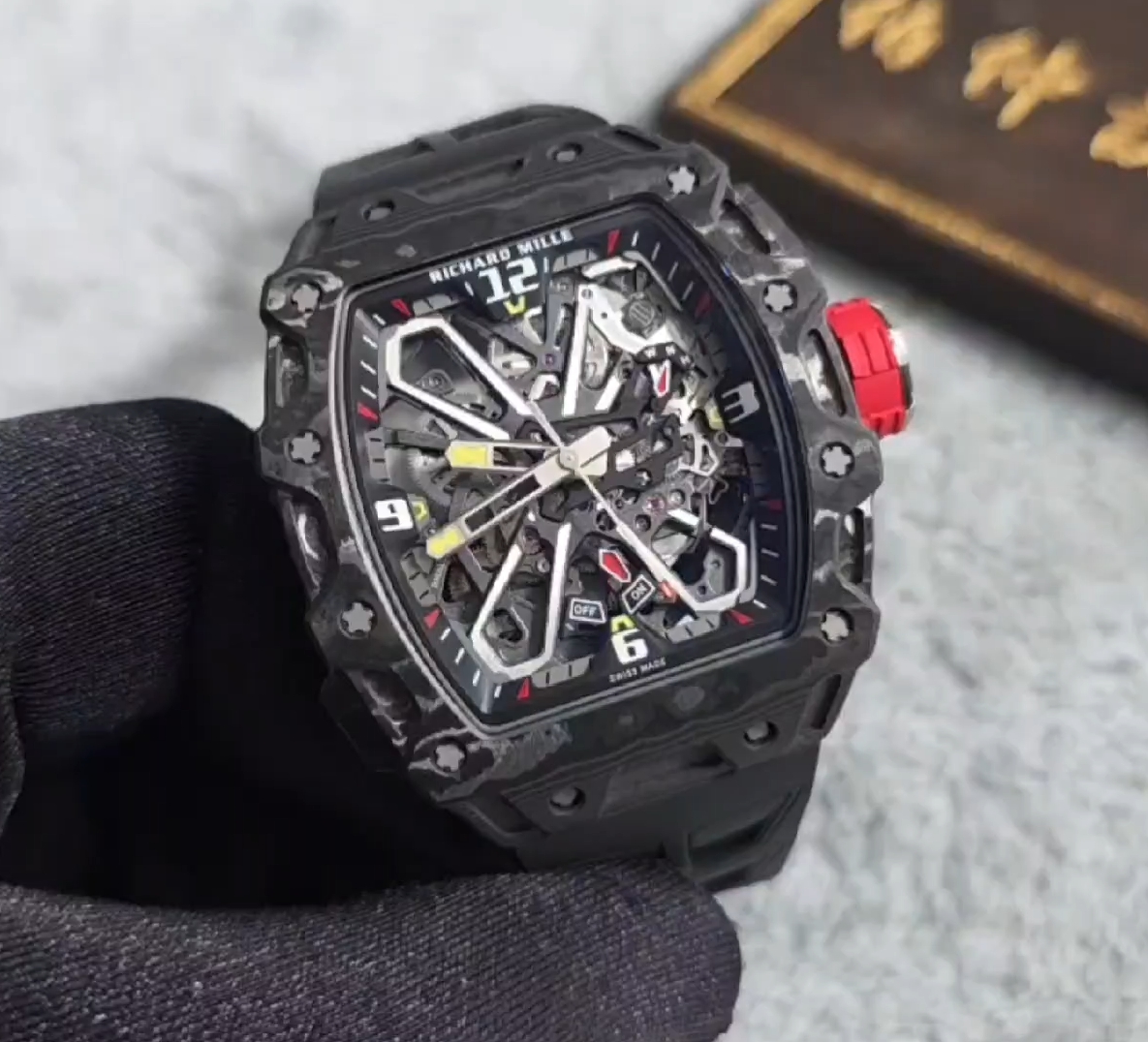 【Video Reviews】-Best Modified Richard Mille RM35-03 Black Carbon (Top Version – Genuine Parmigiani Movement)